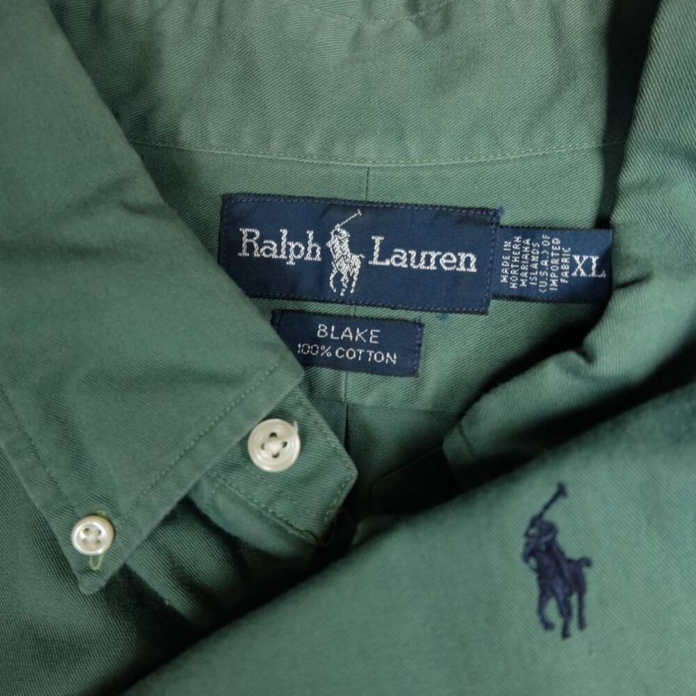 Ralph Lauren Size XL Blake Green Button Down Short Sleeve Shirt